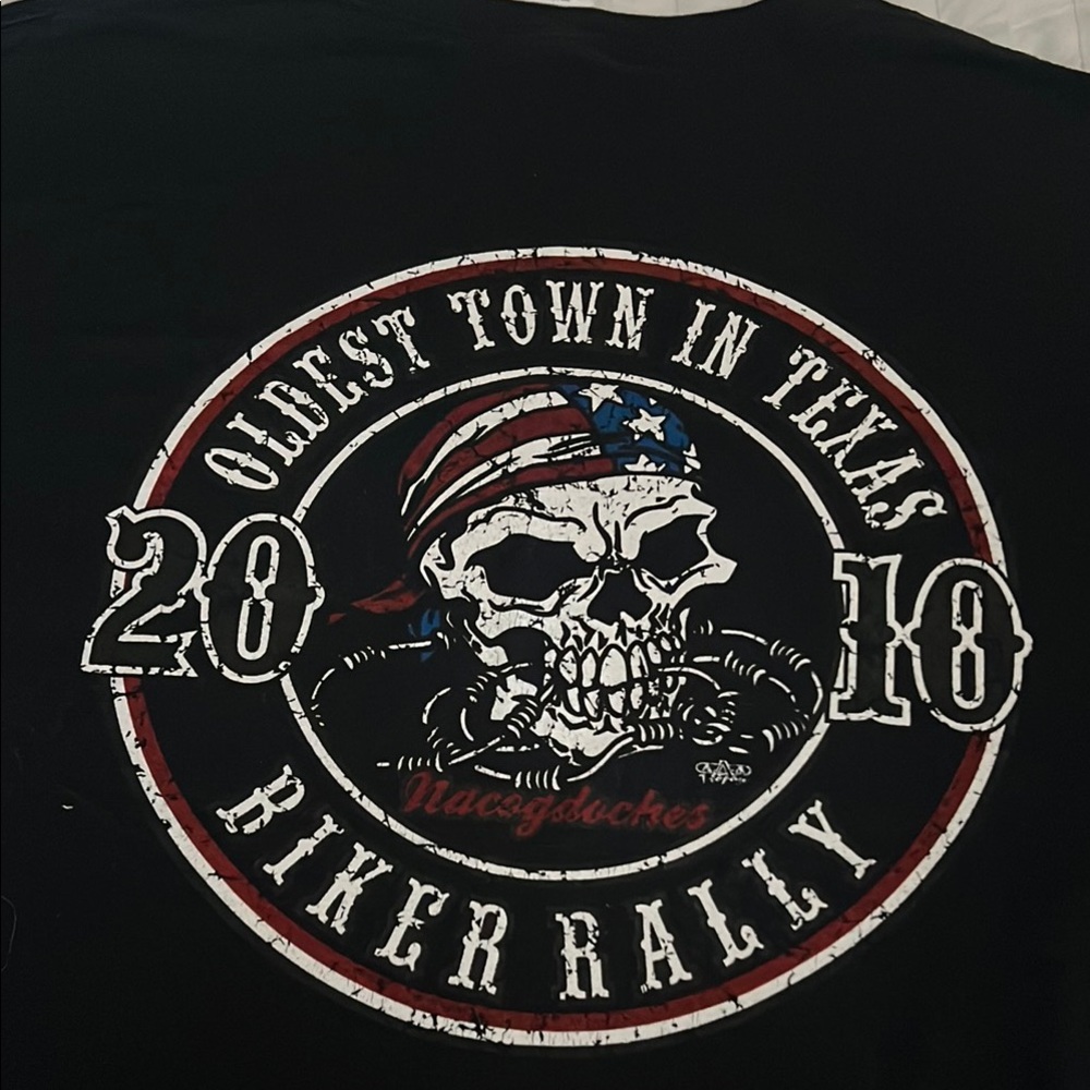 Black Biker Rally Graphic Tee. Pocket Tee